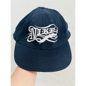 Nike Vintage Y2K Mens Embroidered‎ Logo Stretch Black Hat Cap One Size Fits All